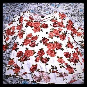 Torrid Floral 3/4 Sleeve High Low Top